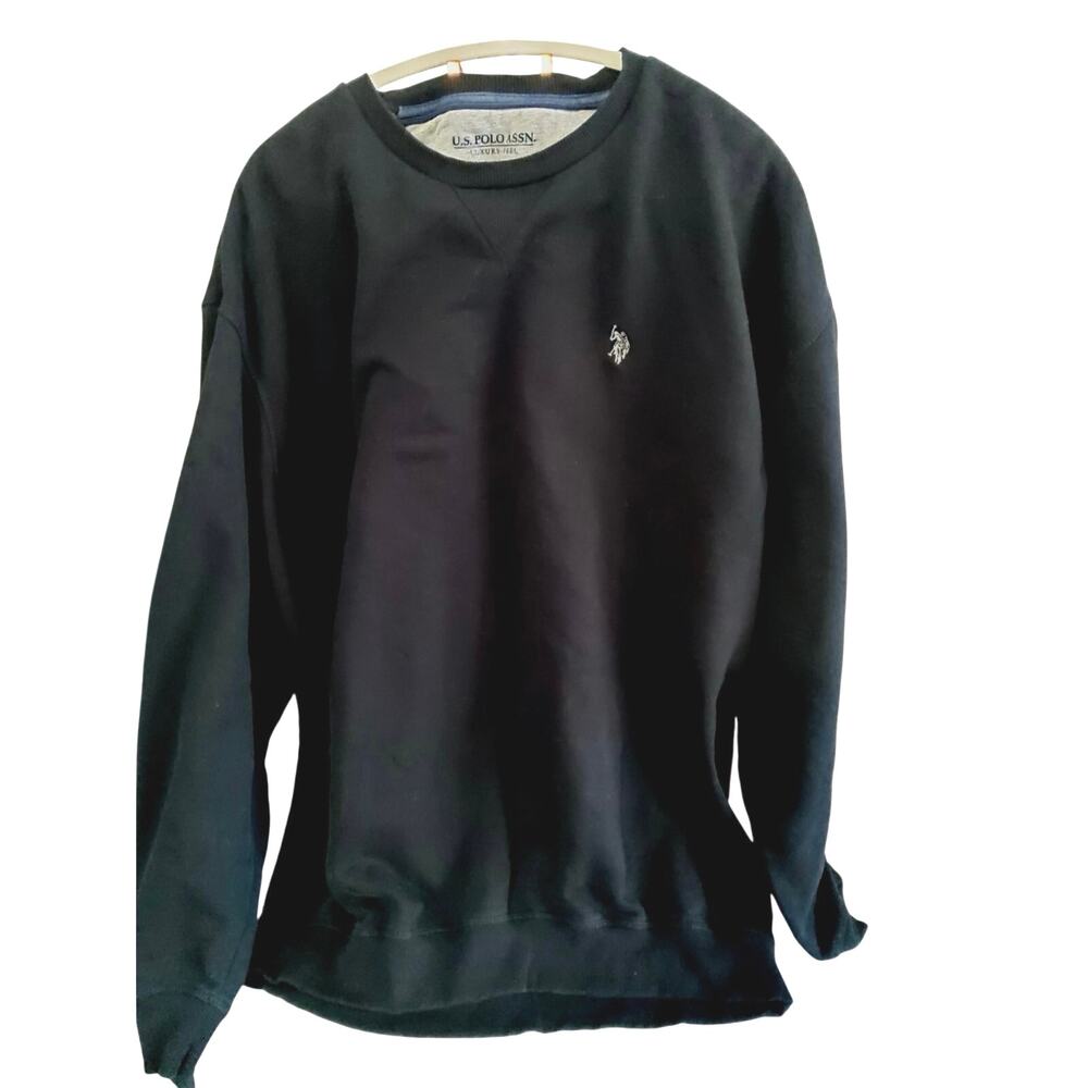 Vtg US Polo Assn XLT M crew neck knit sweater Navy heritage preppy academia